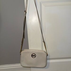 Michael Kors Off-White Crossbody Bag with Gold Accents